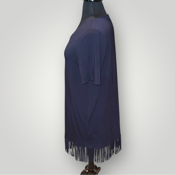 KAREN KANE V-Neck Fringe Dress - Navy Plus 1X - Picture 3 of 15